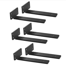 6 stuks 12 inch zwevende plankbeugels, zware plankbeugels, 1/5 inch dik L voor ondersteuning, zwart