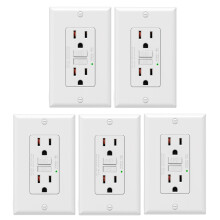 5-pack aardlekschakelaars 15 ampère, niet-manipulatiebestendig, decoratieve aardlekschakelaars met led-indicator, aardlekschakelaar