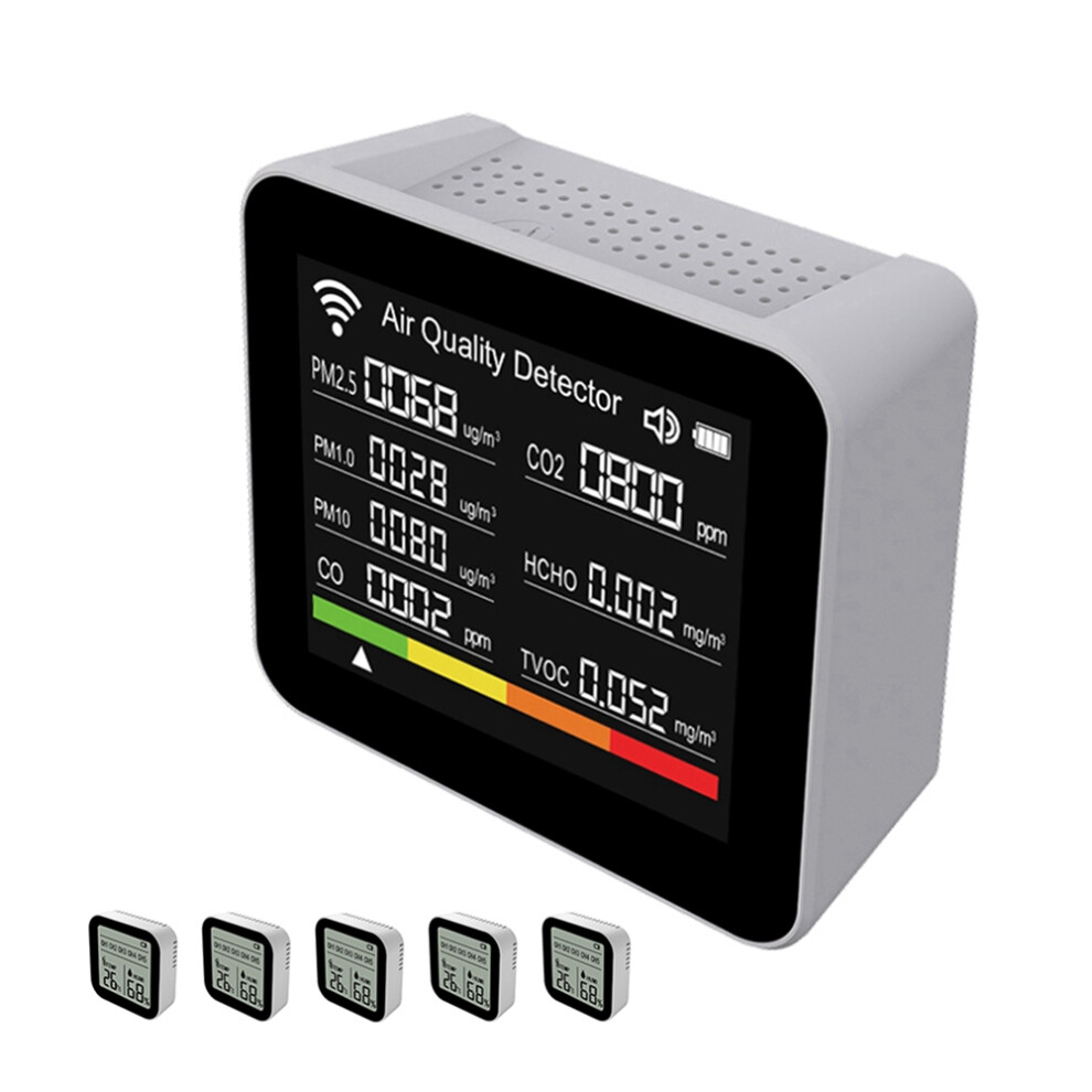 20 In 1 Tuya Wifi Luchtkwaliteitsdetector Co/Co2/Tvoc/Hcho/Pm2.5/Pm1.0/Pm10/Temp/Vochtigheid/Tijd/Datum/5 Stuks Subsensoren-image