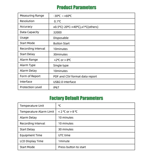 Digitale display USB temperatuur datalogger 32000 punten capaciteit wegwerp recorder PDF rapport 1