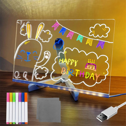 Acryl whiteboard met LED-licht, geschikt als memobord, gloeiend 1