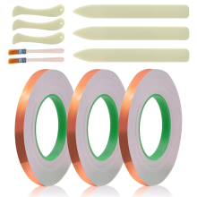 7/32 inch koperfolie tape met achterkant voor glas-in-lood, 3 rollen, 55 yards tapes met schrapers en borstelplaten