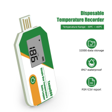 Digitale draagbare miniatuur datalogger met hoge nauwkeurigheid, wegwerptemperatuursensor voor koelketentransport met alarm