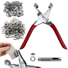 1/2 inch ringgereedschapsset, set, leerponstang met 200 zilveren metalen ogen voor leer, riemen, schoenen, stoffen