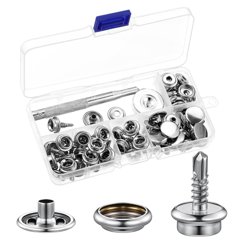 Set van 24 Boot Canvas Snaps Kit Tool, 74 stuks RVS Schroefdeksel, Metalen 3/8 Inch Socket Snap