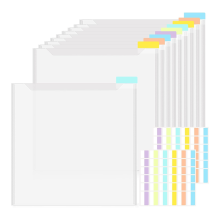 Opbergorganizer voor plakboekpapier, 30x30 cm, transparant met zelfklevende indextabs voor vinyl B