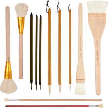 12-delige set pottenbakkersglazuurkwasten, diverse vormen voor aardewerk, aquarel - kunstpenselen met wollen borstelharen