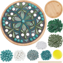 DIY keramische mozaïekset met bloemen en bamboe onderzetters voor volwassen beginners, groene glazen tegels, huisdecoratie
