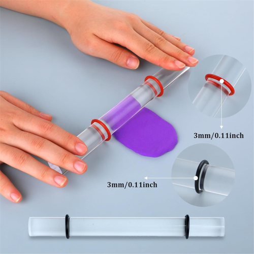 2-delige polymeerklei roller, acryl ronde buis, deegroller met dikke ring, doe-het-zelfset 1