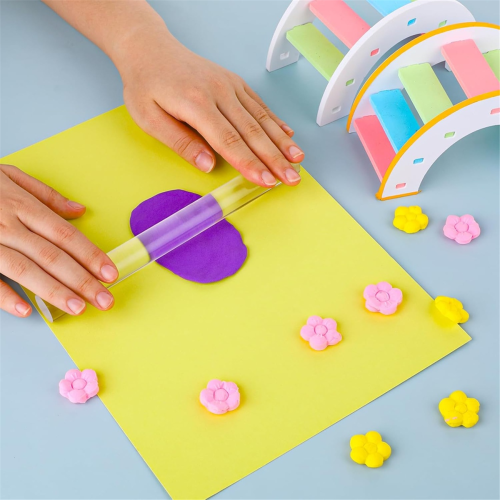 2-delige polymeerklei roller, acryl ronde buis, deegroller met dikke ring, doe-het-zelfset 2