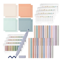 24 Bijbelmarkers, 1200 transparante plaknotities, Morandi gekleurde labels voor aantekeningen, Esthetische schoolbenodigdheden voor studenten