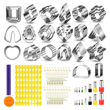 Polymeerklei uitstekers voor het maken van oorbellen, 44 vormen, 16 cirkels, 1 letterstempel, 120 accessoires