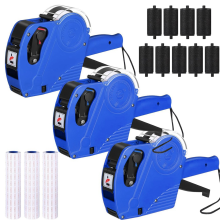 3-pack 8-cijferige prijskaartjes- prijsetikettenset met 30 rollen etiketten en 9 inktrollen blauw