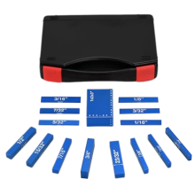 Set van 15 stuks opspanblokken voor houtbewerking, hoogtemeter, opspanstangen, freestafel en zaagaccessoires, blauw