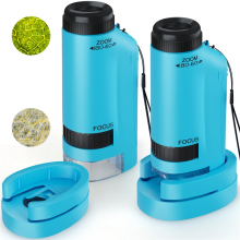 Draagbare microscoop voor kinderen Zoom 60x-180x, draagbaar mini-speelgoed, STEM- en wetenschapsspeelgoed, LED-zaklamp