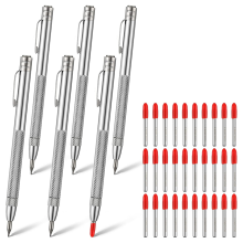 6 stuks kraspen met wolfraamcarbide punt en 30 vervangende markeringen, aluminium magneet, graveerpen