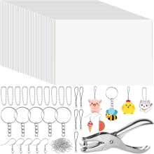 166 stuks krimpfolie kunstset met 40 papieren sleutelhangers voor knutselen, handafdruk, Moederdagmarkering