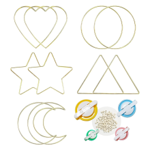Dromenvangerringenset, metalen hoepels voor knutselwerkjes, 15 cm macramé goud, 5 vormen, 4 maten pompommakers