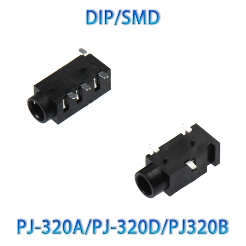 100 stuks PJ320D 3,5 mm hoofdtelefoonaansluiting 3/4-pins interface DIP/SMD 2