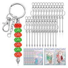 Set van 25 kralen sleutelhangers, zilverkleurig met hersluitbare cadeauzak voor doe-het-zelf en het maken van hangers
