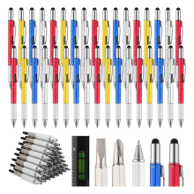 Herengereedschappen 6-in-1 Schroevendraaier Bulk Multifunctioneel met Navulling Liniaal Waterpas Balpen
