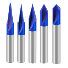 5-delige houtbewerkingsfrees, blauw, nano, V-vormig mes, totale snij- en trimkop van 15-90 graden