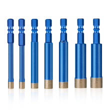 7 stuks tegelboorgereedschap, droogboor voor steen, marmer 1/4, 3/8, 1/2, 6 mm, 8 mm, 10 mm, 12 mm