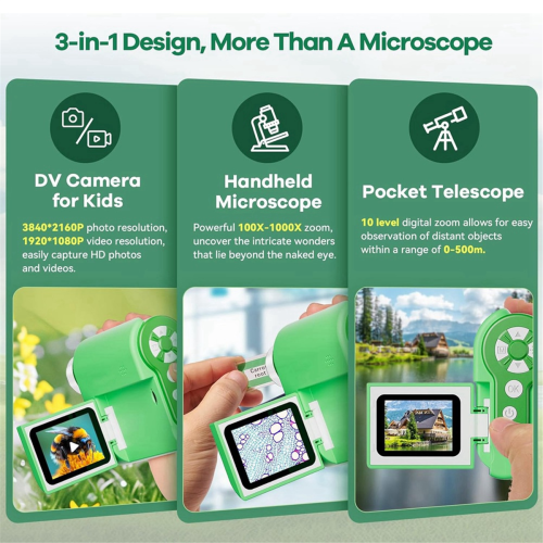 Microscoop voor kinderen, 1000x digitale handmicroscoop, draagbare zakmicroscoop, USB-miniscoop voor kinderen 2