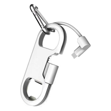 Oplaadkabel + sleutelhanger + aluminium karabijnhaak Draagbare multifunctionele sleutelhanger USB-oplaadkabel Korte kabel
