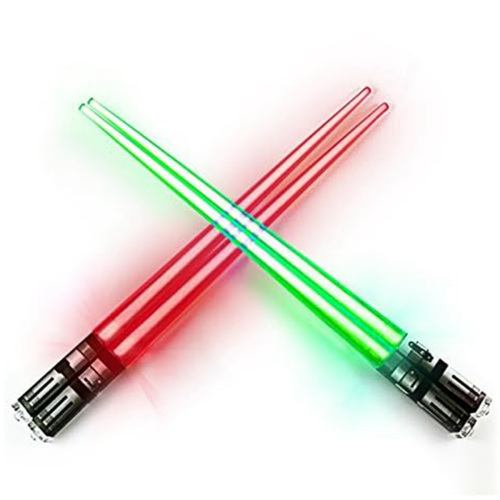 Light Up LightSaber eetstokjesset, 2 paar, roodgroen 1