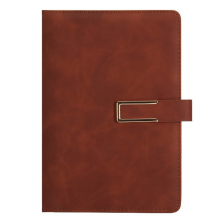 Retro A5 leren notitieboek, zacht leer, U-vormig, magnetische gesp, zakelijke agenda, bruin