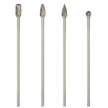 4 stuks 6-inch hardmetalen roterende braamset met 6 mm (0,25 inch) schacht, lange reikwijdte, dubbele snede, wolfraamvijl