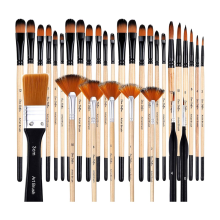 32-delige set kwasten, Artist Series, voor kunstenaars en beginners in acrylverf, olieverf, aquarelverf en gouache.