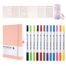 Stippendagboekset, A5 hardcover notitieboek met genummerde pagina's, stippeldagboekset voor beginners, roze