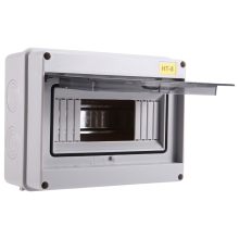 IP65 Mcb-onderbrekerkast Distributiebescherming ABS-voedingselektronica DIN-railbehuizing voor circuit HT-8-weg