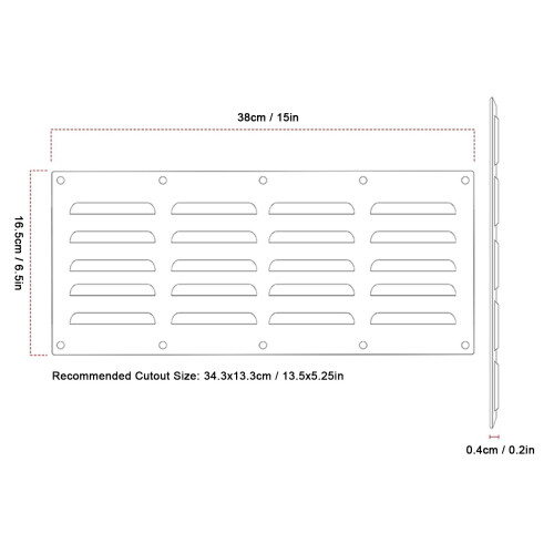 Stainless Steel Venting Panel for Fire Pit & Outdoor Kitchen, 38x16.5cm 1