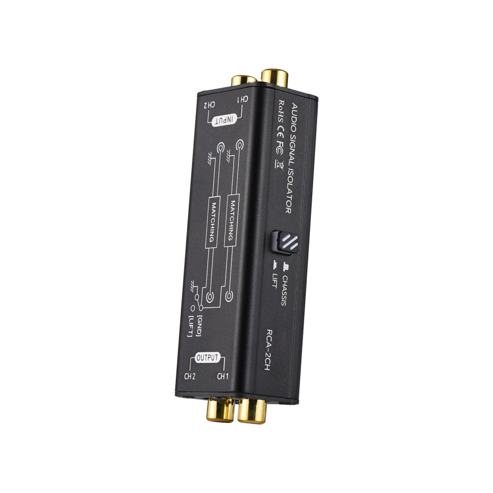 Portable 2-Channel Rca Ground Loop Isolator Hum Eliminator Noise Filter 10.5Cm Black 7641331095742