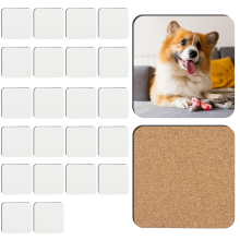 24 stuks sublimatie onderzetters blanco MDF kurk achterkant warmteoverdracht hout hardboard blanco