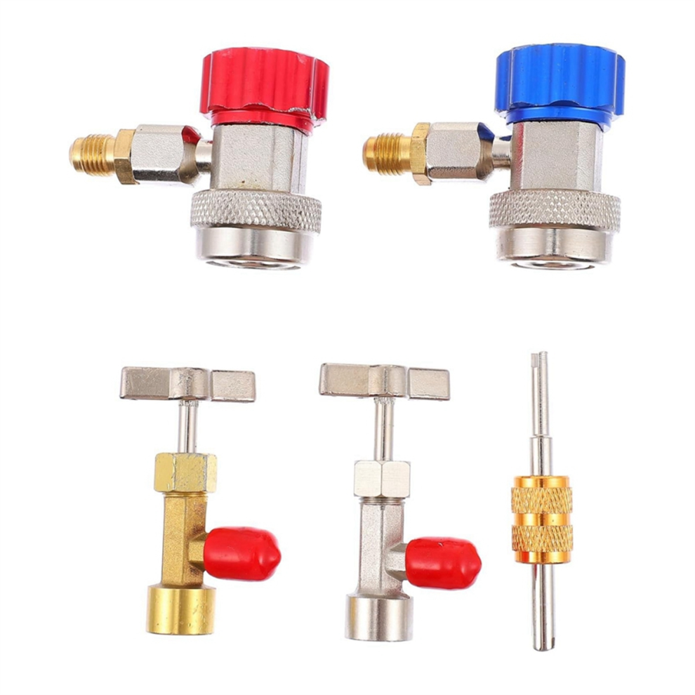 Auto R134A Koelmiddel Vulset Met Tankkraanventiel, Snelkoppeling En Klepkernverwijderingsgereedschap-image