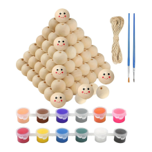 set graffiti houten kralenset met houten smileygezichtsstuk, bedrukt voor doe-het-zelf knutselkunst sieraden maken