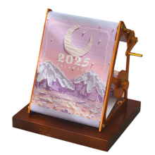 2025 Metalen handbediende bureaukalender met olieverfschilderij, vintage flippagina, gepersonaliseerde bureaubladdecoraties