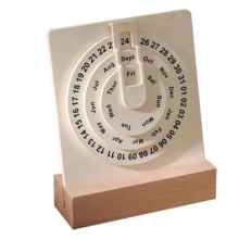 Bureaukalender Klein Draaibaar Rond met Houten Basis Maand Week Dag Weergavewiel