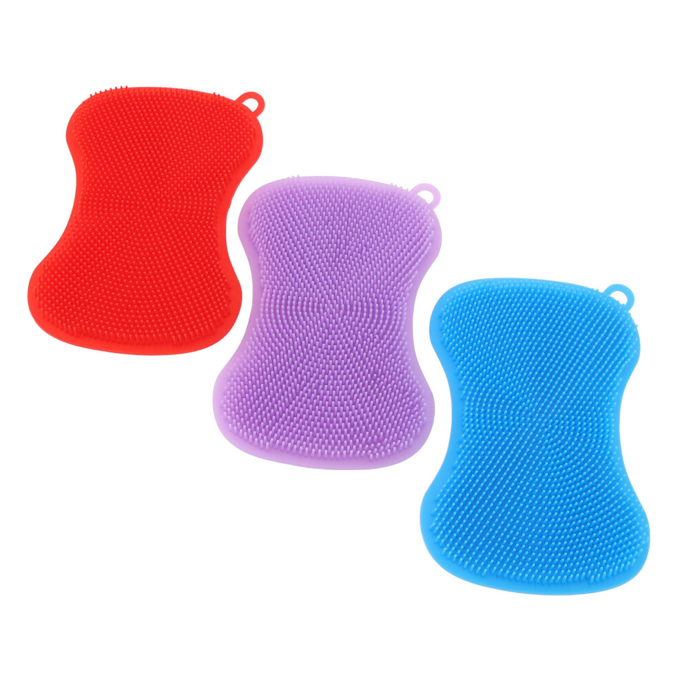 3 Pcs Silicone Dish Scrubbing Sponge Non Slip Multi-Purpose Kitchen Pad