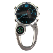 RoundScreen Outdoor Karabijnhaak Horloge met Kompas Multifunctionele Klimhorloges voor Heren Sport Waterdicht, E