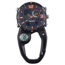 RoundScreen Outdoor Karabijnhaak Horloge met Kompas Multifunctionele Klimhorloges voor Heren Sport Waterdicht, D