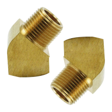 45 graden straatbocht 1/8 inch NPT mannelijke x vrouwelijke messing pijpfitting, verpakking van 2