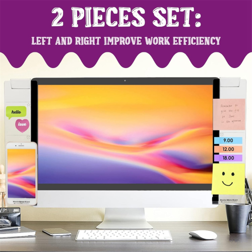2-pack computermonitor memobord multifunctioneel bericht transparant display zijpaneel voor kantoor, bureau 2