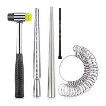 Ringmaatgereedschap, metalen mandrel, meetlat, aluminium band, vingermaat, sieradenmaatgereedschap, ring maken