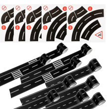 15 stuks wegtapestickers inclusief 10 rollen 16,4 voet speeltape en 5 bochten zwart