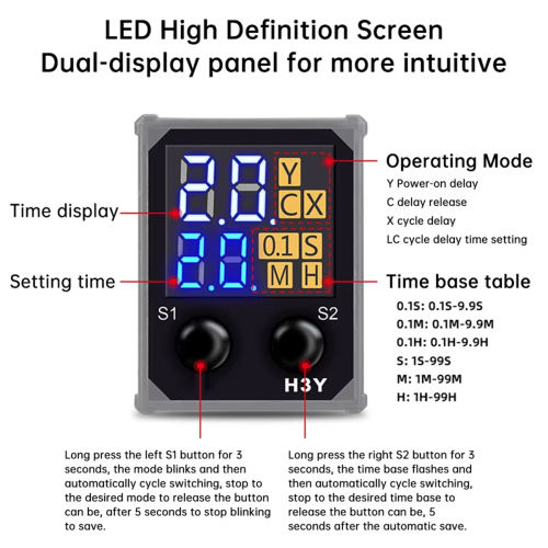 LCD-scherm Vertragingsrelais Inschakelregelaar Elektronische timer met basisaansluiting DC24V 2